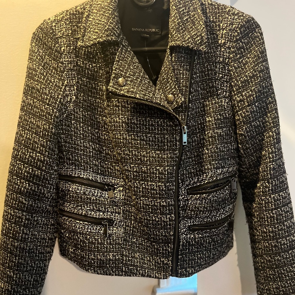 Banana Republic Tweed Moto Blazer